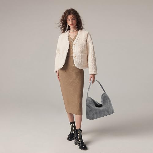 Image of JINMANXUE Women Boston Bag, Woven Hobo Tote Handbag and Purses, Female Satchel Messenger Bags, Fashion Shoulder Crossbody Bag