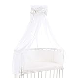 babybay Himmel Organic Cotton mit Schleife passend für die Modelle Original, Maxi, Boxspring, Comfort, Comfort Plus und Midi, weiß Glitzersterne silber