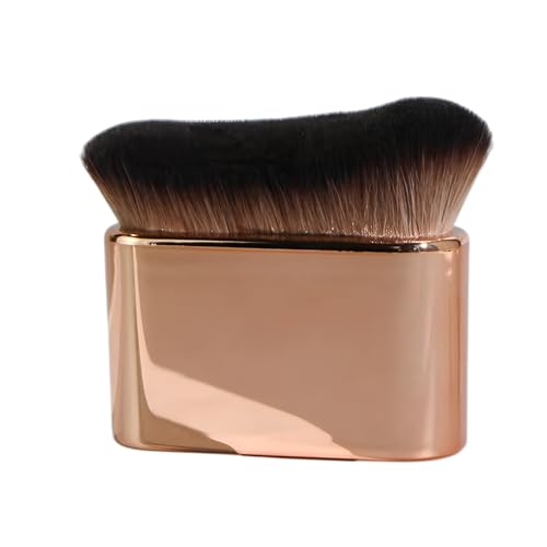 Hsyadazi Brocha autobronceadora – Brocha grande de maquillaje de 6,8 × 7,6 cm, cerdas suaves de oro rosa, ideal para cuerpo, cara, bronceador y colorete