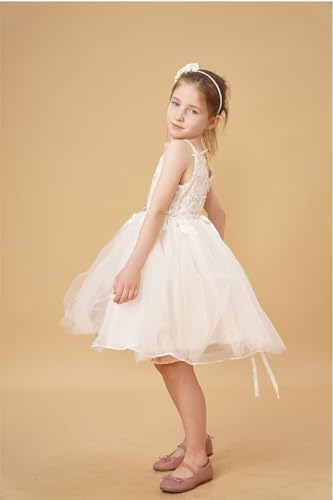 Lace Flower Girls Dress for Wedding Tulle Knee-Length Dresses Kids Princess Party Prom Gown2