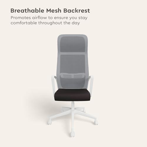 Image of Interio by Godrej Vurv Chair Mesh High Back Ergonomic Work from Home /Revolving Study Chair, 1 Year Warranty, Height Adjustable | Heavy Duty Polypropylene Base | DIY Installation (Black)
