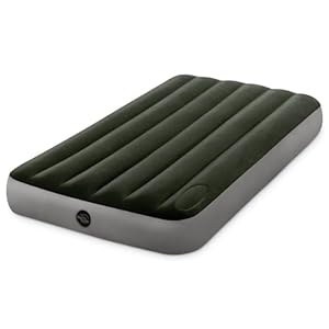 INTEX 64761 - Colchón hinchable 1 plaza con bomba de pie Fiber-Tech Downy, medidas 99 x 191 x 25 cm