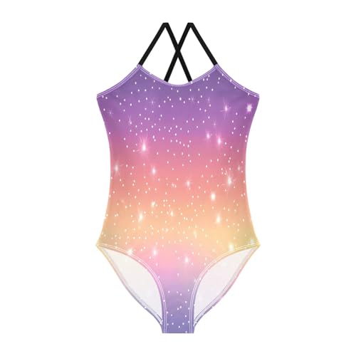 Girl's One Piece Swimsuit Colorful Glitter Rainbow A Beach Bathing Swimwear - Main Image