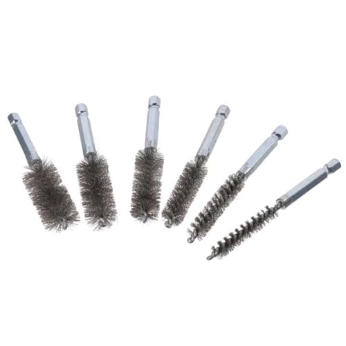Image of 6PCS Stainless Steel + Nylon Twisted Wire Bore Brushes 8 /10 /12 /15 /17 /19MM Cleaning, Polishing, Paint /Rust Removal