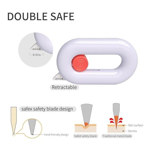 Image of Ceramic Box Cutter, Box Cutter Retractable, Pink, Mini, keychain, Safety, Cute, Magnetic Package Opener, Box Opener Cutter for Daily Online Shopping /Kitchen /Office /Baby Beauty Gift Unpacking