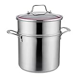 OWOHYG Kochtopf/Suppentopf/Dickwandiger austenitischer Edelstahl, 3-lagiger Verbundboden, für gedämpften Fisch, Brei, Hühnersuppe, 22 cm