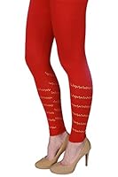 Plus Size Cotton Lycra Stretchable Bottom Printed Ankle Length Leggings For Womens, Red