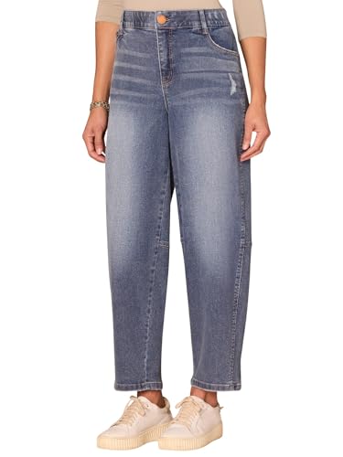 Democracy Women's Ab Solution Skyrise Side Panel Barrel Leg Jeans with Uneven Yoke2