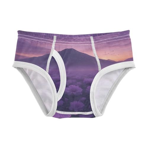 GuoChe Toddler Essentials Boy Pure Cotton Purple Hibiscus Dusk Landscape in Sizes 2T,3T, 4T, 5T, 6Y and 8Y