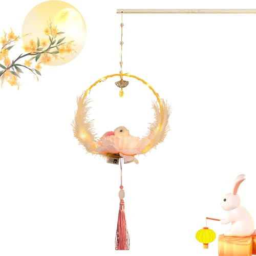 Linternas De Luna Llena para Niños,Kit para Hacer Linternas Festivas Chinas - Adorno Portátil De Conejo Temático Luna Festival para Niños Adultos Decoración Hogar Fiestas Actividades
