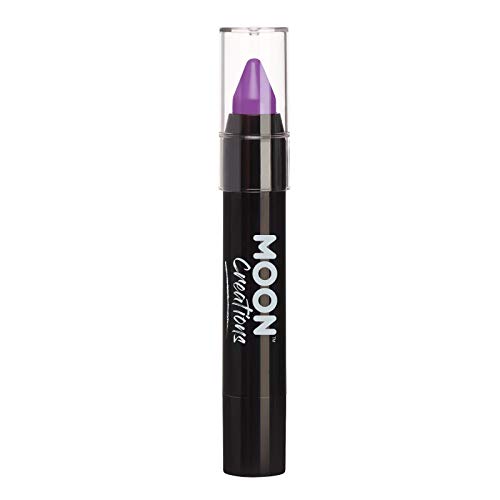 Moon Creations Face Paint Stick Body Crayons | Purple | 3.2g | Sweat Proof & Water-Resistant Face Paint | Cruelty Free Made in UK | For Kids Adults Fancy Dress Festivals Halloween