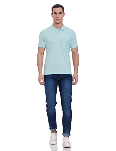 Image of Monte Carlo Mens S.Blue Plain Collar T-Shirt |22203401-167