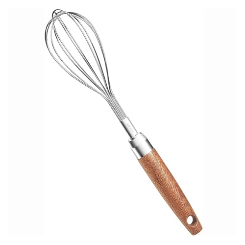 Batidor de alambre de acero inoxidable con mango de madera miniatura 1