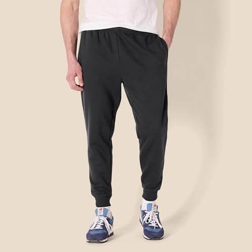 Amazon Essentials Men's Relaxed Joggers Sweatpants, Fleece, Comfortable Fit, Washed Black, Medium image 6