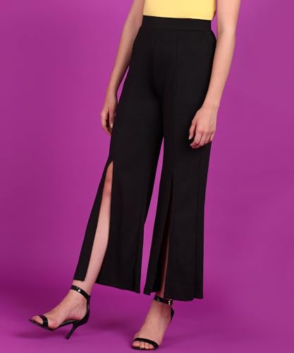 Image of POPWINGS Casual Two Slit Trouser for Women | High-Waist Trouser for Women | Casual Stylish Trouser for Women | Wide-Leg Trouser for Women
