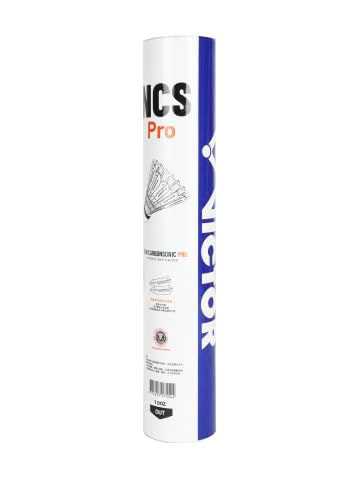 Victor Carbonsonic Pro NCS PRO Badminton Shuttlecocks, White, Pack of 6, Speed-76, Durable Lightweight Design, Fast Stable Flight, Indoor Outdoor Sports