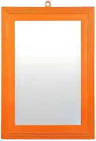 Espelho com Moldura Plástica Laranja – Decorativo para Parede, Banheiro ou Quarto (Vários Tamanhos) (N°10)