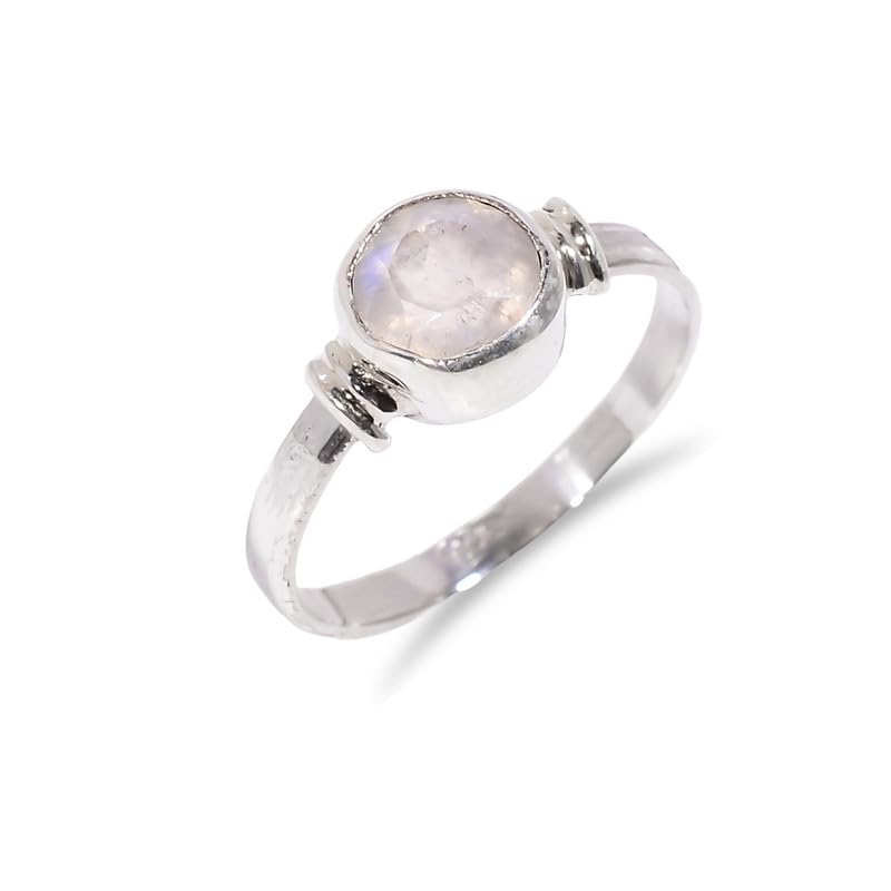 Bague homme et femme pierre de lune naturelle et argent 925 délicate