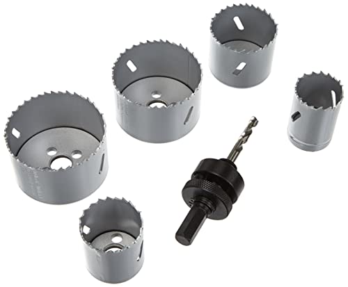 wolfcraft Bi-Metall-Lochsägeneinsatz-Set „Elektro und Sanitär“, 6-tlg. I 3764000 I Für Holz, Kunststoffe, Metalle und Trockenbaumaterialien, Ø 35-68 mm, Schnitttiefe 40 mm