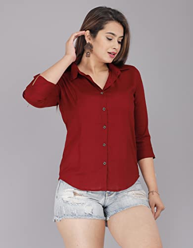 Image of Women Solid Shirt for Office & Casual wear | 3 /4th Sleeves Spread Collar