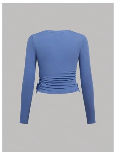 Floerns Girl's 3 Pcs Casual Crew Neck Long Sleeve Ruched T Shirts Tee Tops4