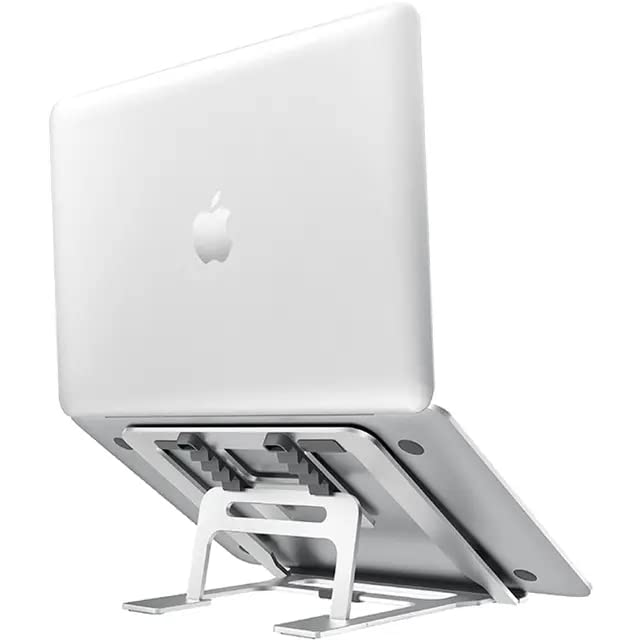 Image of Height Adjustable Double Raiser Folding Aluminium Laptop Cooling Stand Desk Laptop Stand Portable