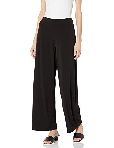 AGB Women s Petite Soft Knit Pant with Wide Leg Palazzo, Black, Petite Medium