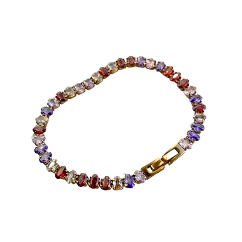 Chaîne de tennis 5mm TABOJS en acier inoxydable doré et zircon coloré pour femme