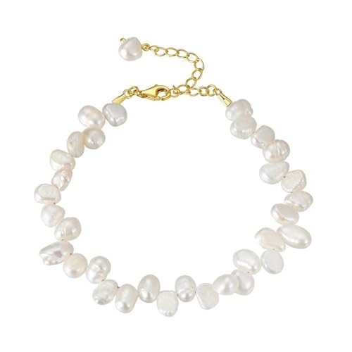 Bracelet perle d'eau douce haut de gamme en perles baroques et plaqué or précieux