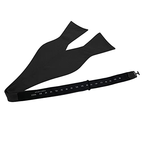 Pensee Mens Exquisite Woven Silk Self Bowtie Solid Plain Bow Ties, (Black) #TOP1