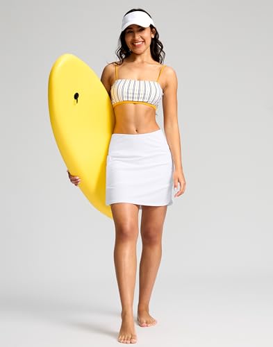 Image of SANTINY Women's 17'' Long Swim Skirt with Pockets High Waisted Modest Tummy Control Swimsuit Skirt Bathing Suit Bottoms