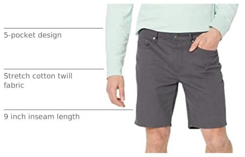 Image of Amazon Essentials Men's Straight-Fit 9 inch Inseam Stretch Cotton Twill 5-Pocket Shorts