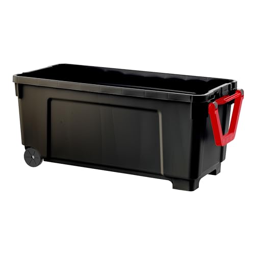 Image of IRIS USA 2 Pack TrailBox, 43 Gallon Lockable Storage Trunk Box, Truck Bed Bin Heavy-Duty Containers Camping Gear, Adventure Chest - Black /Gray