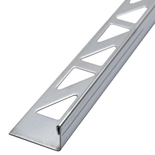 Dalsys Fliesenschiene Fliesenprofil Edelstahl L-Profil Poliert 2,5m x 12,5mm, Fliesenprofil