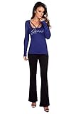 Rhinestone logo Guess Damen Long Sleeve Rhinestone Logo Holly Sweater Pullover, Tiefe Tinte, X-Groß