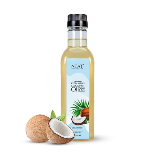 Neat Everyday Pure & Unrefined Cold Pressed Extra Virgin Coconut Oil – 250 ML | Naturally Cholesterol-Free | Kacchi Ghani/Kolhu Extracted | Ideal for Daily Cooking & Multipurpose Use
