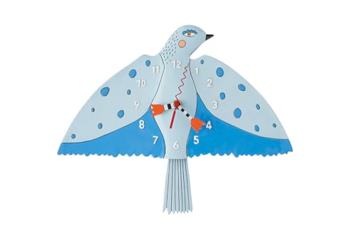 Enesco Allen Designs Happy Blue Bird Pendulum Wall Clock- Battery Operated Pendulum Analog Clock, Stone Resin Decorative Clocks for Walls Home Decor Kitchen Clocks, 7.48 Inch