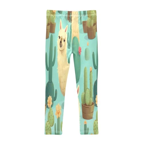 Bolaz Toddler Girls Leggings Printed Yoga Pants Leggings Yellow Alpaca Cactus for Kids2