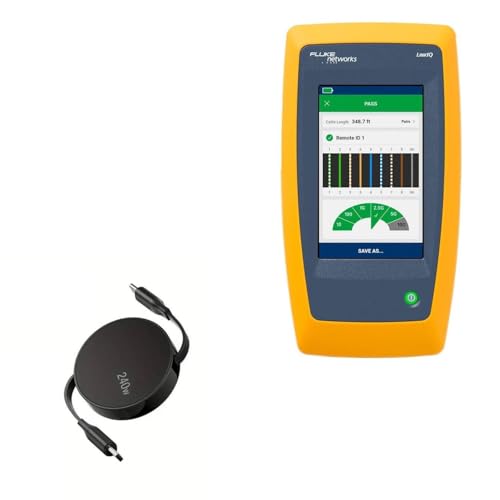 BoxWave Cable Compatible with Fluke Networks LinkIQ - PD miniSync (240W), Retractable PD 240W Portable USB Type-C Cable - Jet Black