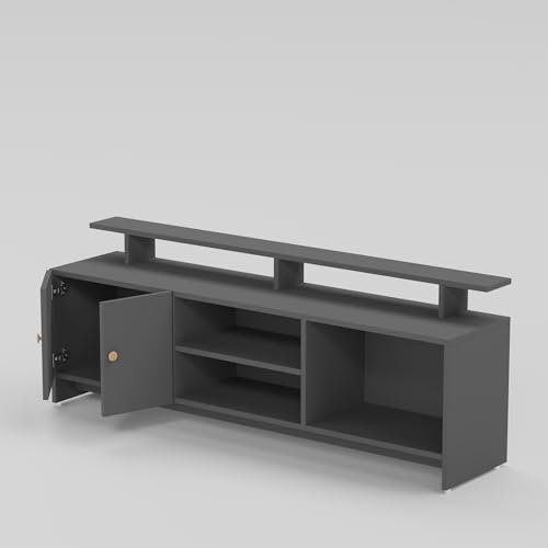 Image of TV Unit for Living Room | TV Cabinet & TV Stand | TV Table for Living Room | Modern Furniture for Home | Assembly-DIY | Color-Grey