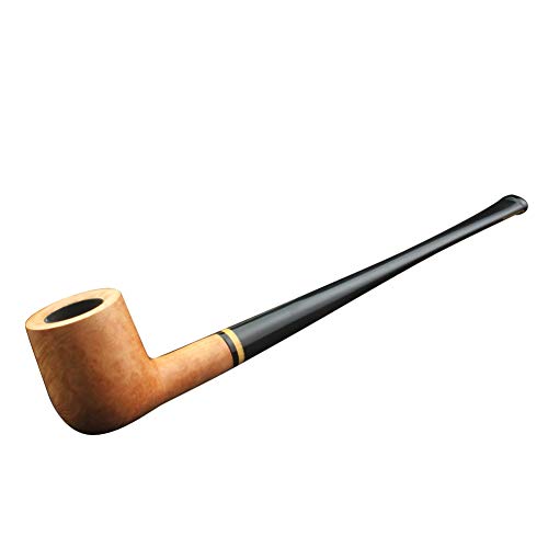 FULUSHOU Mediterranean Briar Wood Tobacco Pipe,Log Color Reading Tobacco Pipe