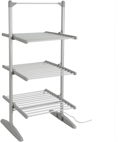 Electric Drying Rack 3 Layer Heated Clothes Airer Foldable for Laundry Towels Shirts Bedding (A)