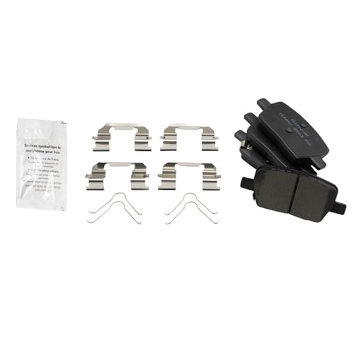Image of TRQ Performance Rear Ceramic Brake Pad and Rotor Set Drilled Slotted Coated Compatible with 17-19 Chevrolet Camaro Brake Code JL9 RPO Code J55 Heavy Duty Brakes without Brembo Package