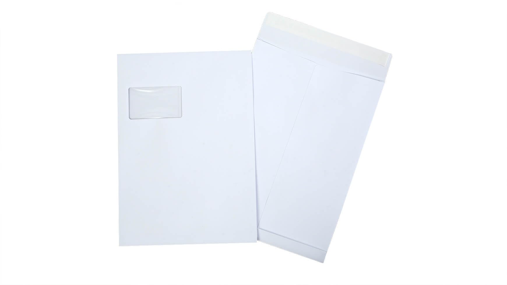 400x Faltentasche Versandtasche mit Fenster 229 x 324 x 20 mm A4 C4 Selbstklebestreifen 130g/qm Weiss Faltentasche Versandtasche Umschlag