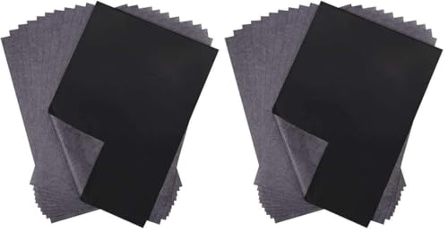 Image of selizo 100 Sheets Black Carbon Transfer Tracing Paper for Wood, Paper, Canvas and Other Art Surfaces (9 x 13 Inches) (Pack of 2)