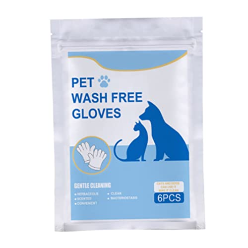 klxgMM Guantes de Aseo de Mascotas Guantes de Mascotas Desechables de de Perros Mitt sin Enjuague Cat Cabello Galor Massage Baño General (6 recuento)