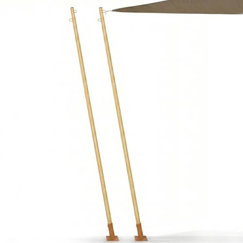 IDMarket – Lote de 2 postes de fijación efecto madera para vela de sombra H.220 cm postes y bases de acero