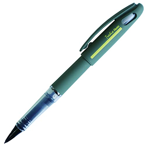 Pentel Tradio Trj99A-A Fountain Pen Sport Chic Range Matte Black Body Refillable Black Ink Khaki Green #TOP3