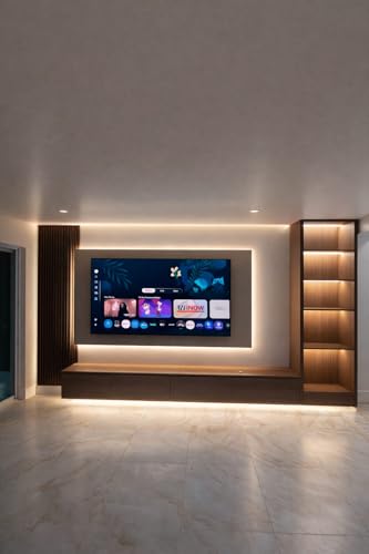 Modern Floating TV Wall Unit with LED Backlight, Customizable Entertainment Center, Wall Mounted Cabinet Set