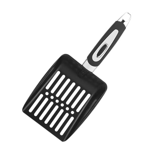 petsola 猫用砂スクープ、トイレ用ディープスクープ、快適なハンドル付きの丈夫なメッシュスクープ、子犬用のペットクリーニングスクープ、, 黒